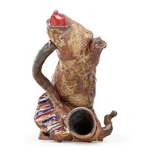 ROBERT ARNESON Untitled sculpture: ROBERT ARNESON (1930 - 1992) Untitled sculpture (Handle and Stripes), California, 1964 Glazed stoneware Signed 9" x 12" x 7 1/2" Provenance: The artist Allan Stone Gallery, New York Arneson Estate Num
