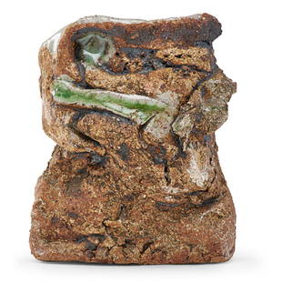 ROBERT ARNESON Small untitled sculpture: ROBERT ARNESON (1930 - 1992) Small untitled sculpture (Green Glaze Highlights), California, ca. 1964 Glazed stoneware Signed 6" x 5" x 5" Provenance: Allan Stone Gallery, New York Published: Robert