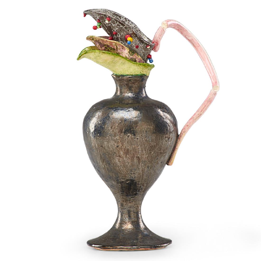 KATHY BUTTERLY Small pitcher: KATHY BUTTERLY (b. 1963) Small pitcher, "Test," New York, 1993 Glazed earthenware Signed, dated, and titled 7 1/2" x 4 1/2" x 3"