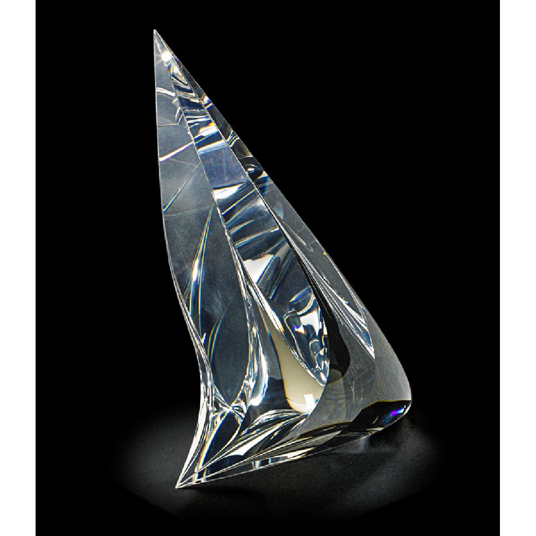 CHRISTOPHER RIES Large glass sculpture: CHRISTOPHER RIES (b. 1952) Large sculpture, "Holiday," Pennsylvania, 2015 Cut, ground, and polished optical crystal Signed, dated, and copyrighted 18 3/4" x 13" x 4 1/2"