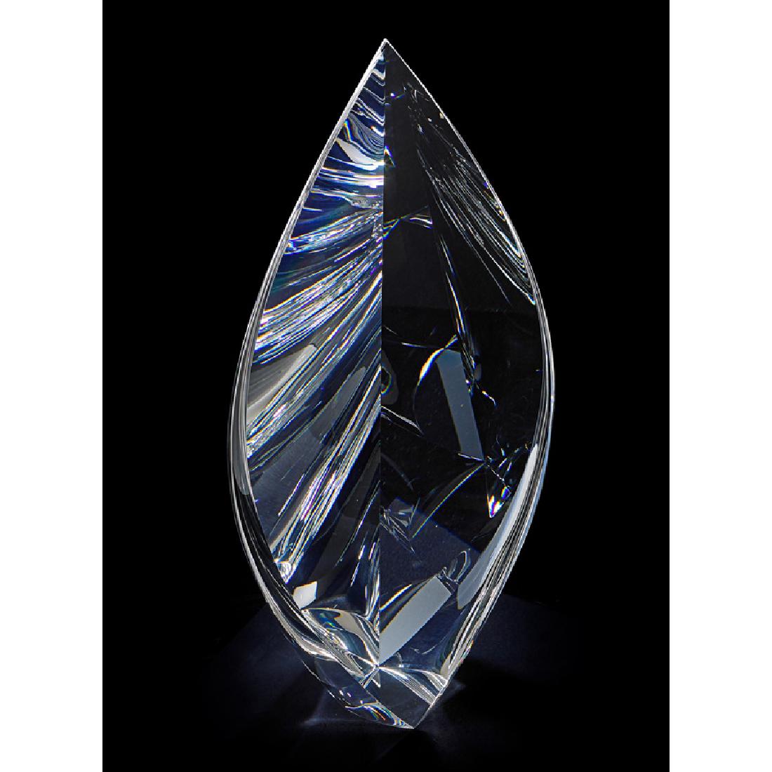 CHRISTOPHER RIES Large glass sculpture: CHRISTOPHER RIES (b. 1952) Large sculpture, "Virtue," Pennsylvania, 2004 Cut, ground, and polished optical crystal Signed, dated, and copyrighted 25 1/2" x 11 1/2" x 5 3/8"