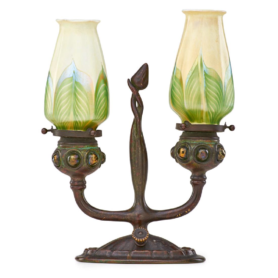 TIFFANY STUDIOS Fine twolight candle lamp