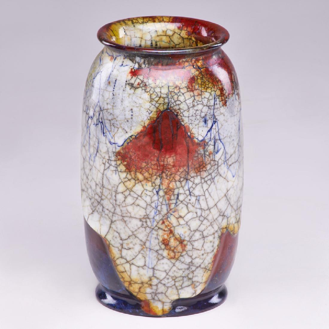 C. NOKE; H. NIXON/ ROYAL DOULTON: Chang ware vase, England, 1920s Signed NOKE/HN/CHANG with Royal Doulton stamp, impressed 4884 8" x 4 1/2" dia.