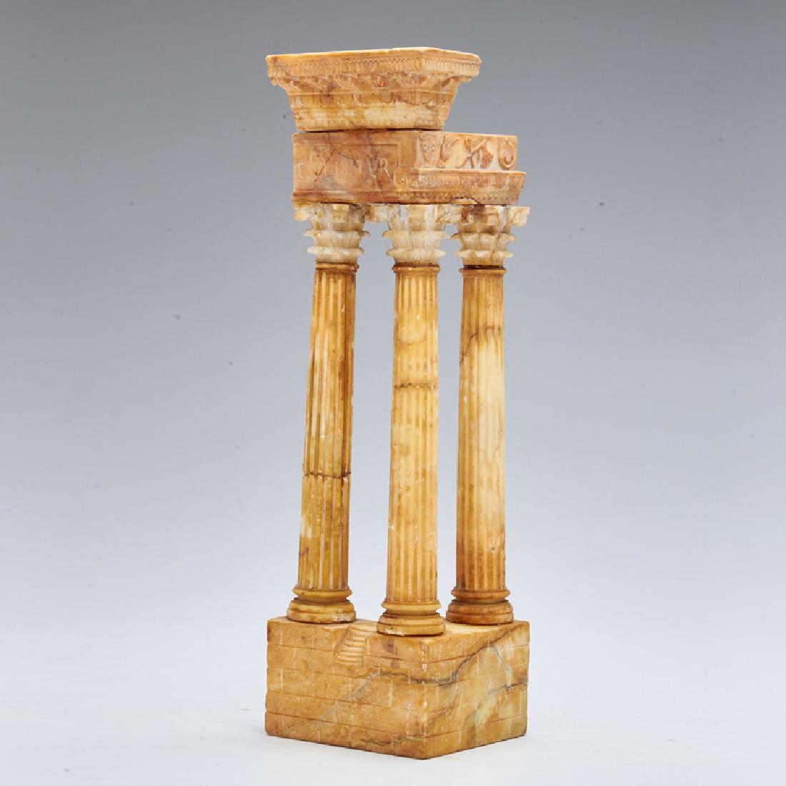 GRAND TOUR STYLE: Model of the Temple of Vaspasian and Titus in the Roman Forum, Italy, later 20th c. Composite Unmarked, numbered 271/A1 12 1/2" x 4" x 3 1/2"