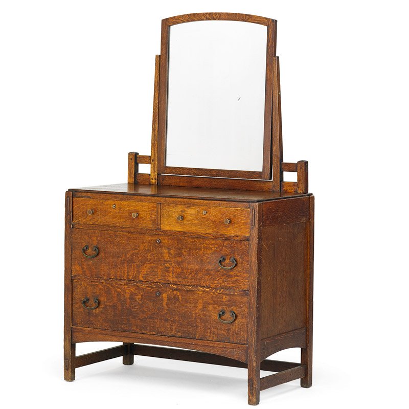 LIMBERT: Dresser with mirror, Grand Rapids, MI, 1910s Branded 67 1/2" x 40" x 21"