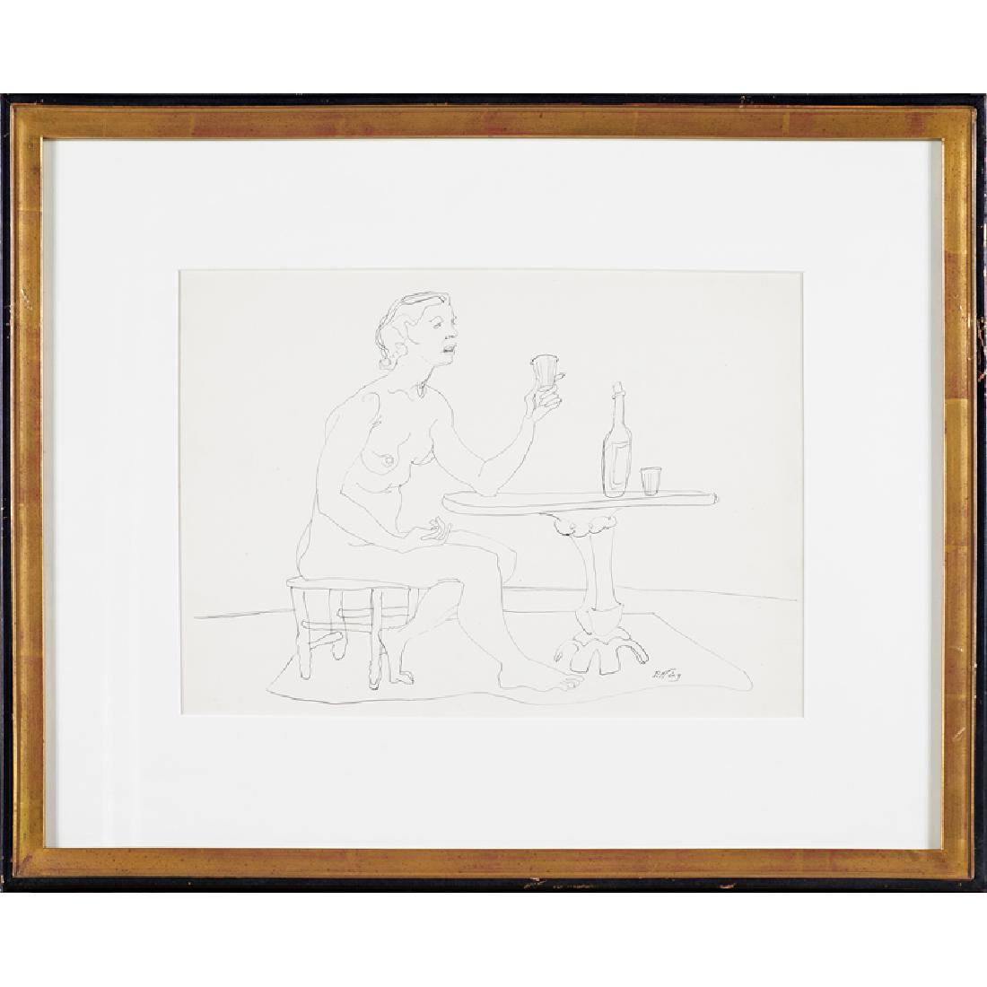 EMLEN ETTING (American, 1905-1993): Two untitled ink drawings of women seated at tables (framed separately) Both signed 9 3/4" x 13 1/2" (sight, each)