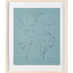 GEORGE RICKEY (American, 1907-2002): Lithograph in colors "Tetrahedron Variations," 1971 (framed) Signed, titled, dated and numbered 31/100 22" x 18" (sheet)