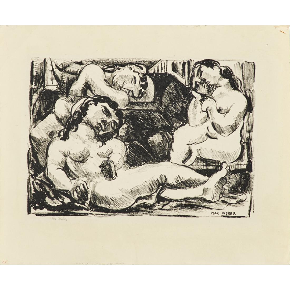 MAX WEBER (American, 1881-1961): Lithograph "Repose (Bathers)," 1931(unframed) Signed 10" x 12"