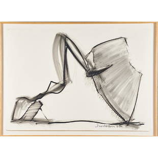 JOHN VAN ALSTINE (American, b. 1952): Charcoal on paper "Wranger," 1984 (framed) Signed and dated 29 1/2" x 42" (sheet)