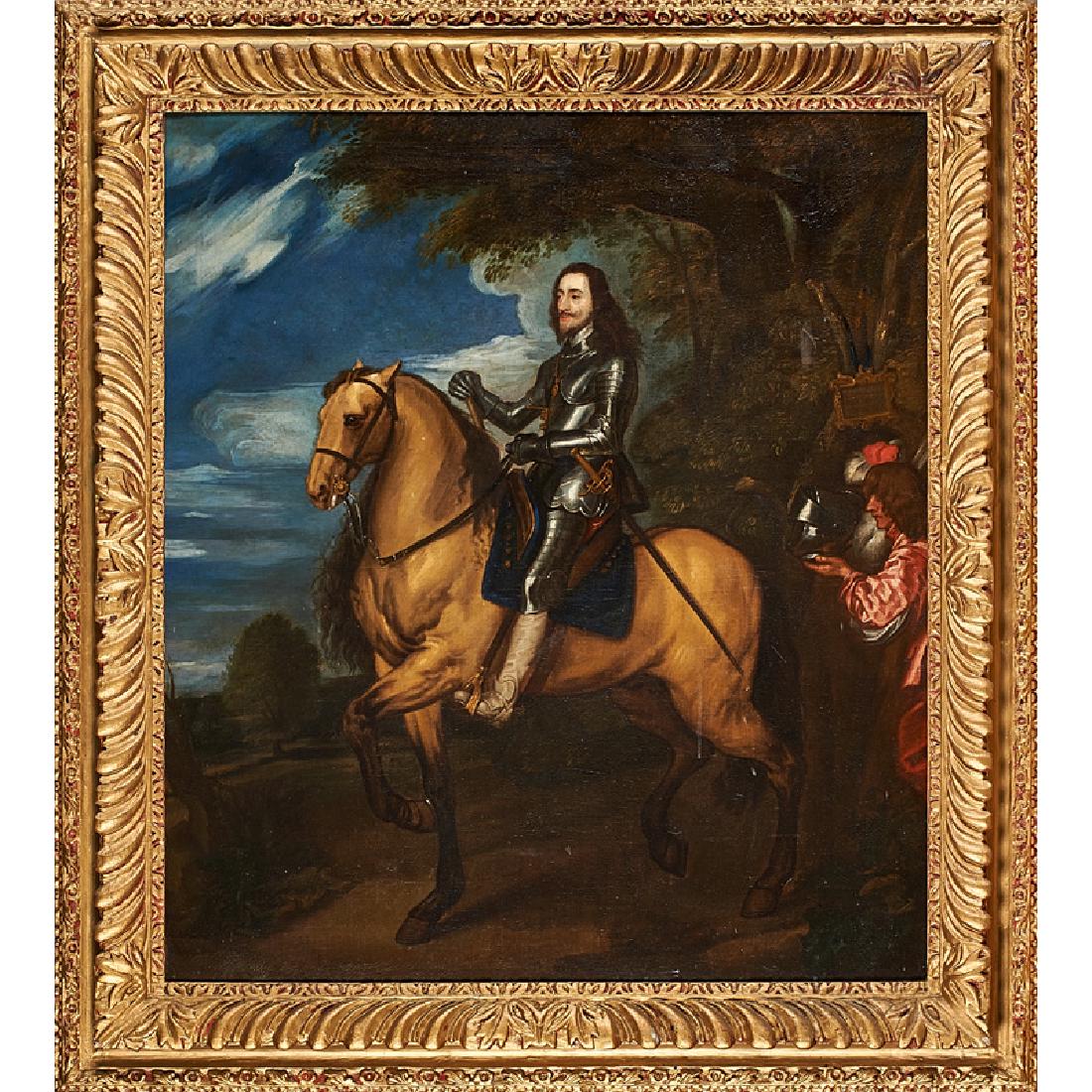 AFTER ANTHONY VAN DYCK (Flemish, 1599-1641): Retrato de Carlos I" (Portrait of Carlos I), 19th c. Oil on canvas (framed) Unmarked 39" x 34