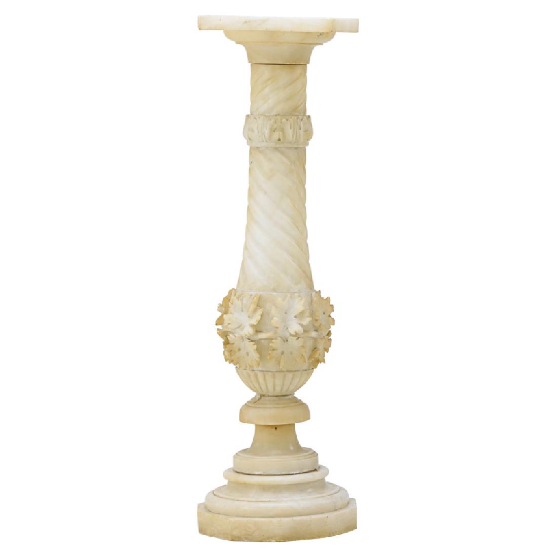 ITALIAN ALABASTER PEDESTAL: Spiral carved with vines, Italy, 19th/20th c. 43 1/2"