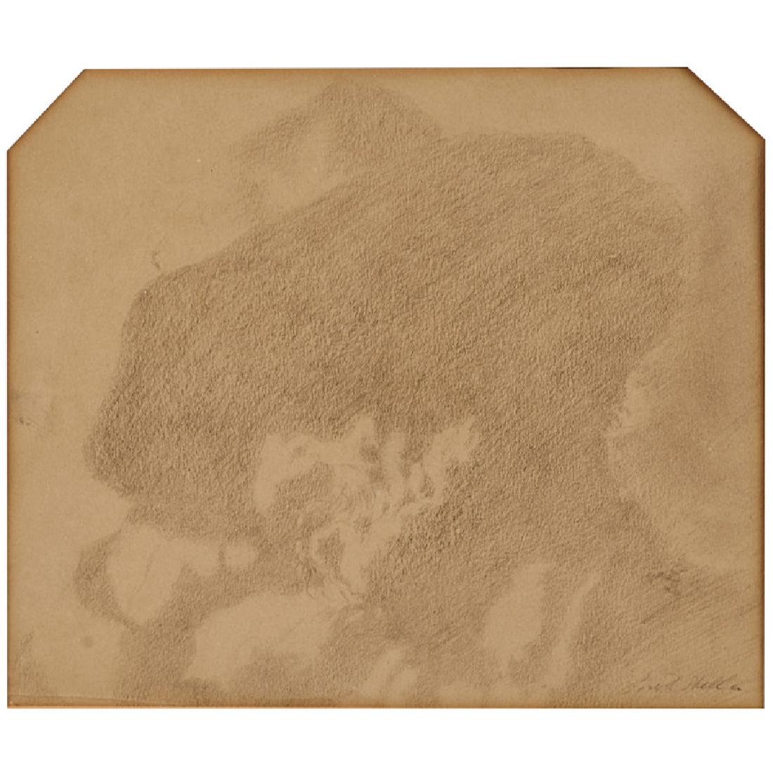 Joseph Stella (American, 1877-1946): Untitled Pencil on paper (framed) Signed 8 1/4" x 9 5/8" (sight, irregular) Provenance: Private Collection, New Jersey