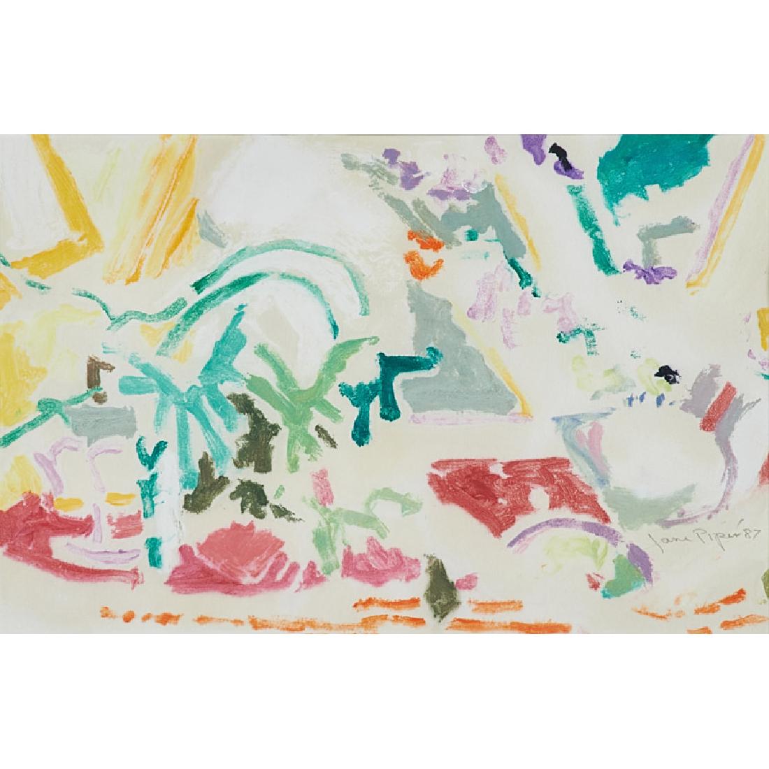 Jane Piper (American, 1916–1991): Untitled, 1987 Mixed media on paper (framed) Signed and dated 8 5/8" x 13 1/4" (sight) Provenance: Private Collection, Pennsylvania