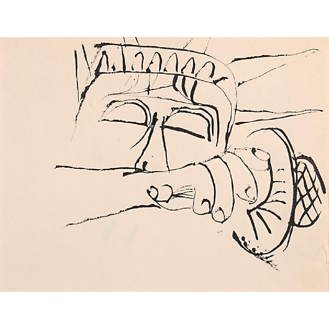 Ben Shahn (American, 1898-1969): Liberty, ca. 1940 Ink on paper (framed) 7 5/8" x 9 7/8" (sight) Provenance The Estate of the Artist Susan Teller Gallery, New York (label on verso) Private Collection, Vermont