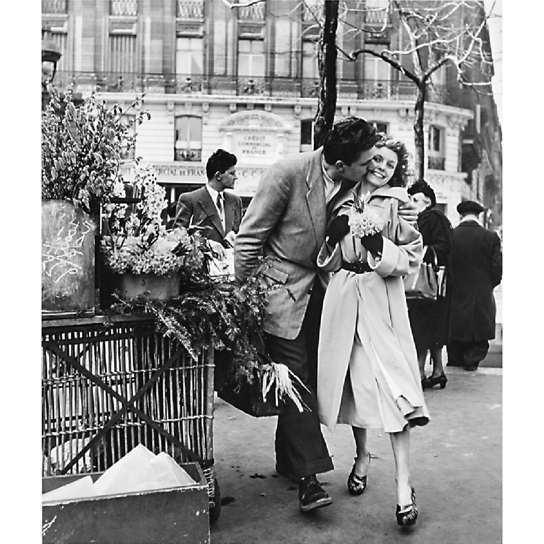 Robert Doisneau (French, 1912-1994): Les Amoureux aux Poireaux, 1950 Gelatin silver print (framed, printed later) Signed 11 5/8" x 10" (sight) Provenance: Hyperion Press Ltd., New York Private Collection, New York