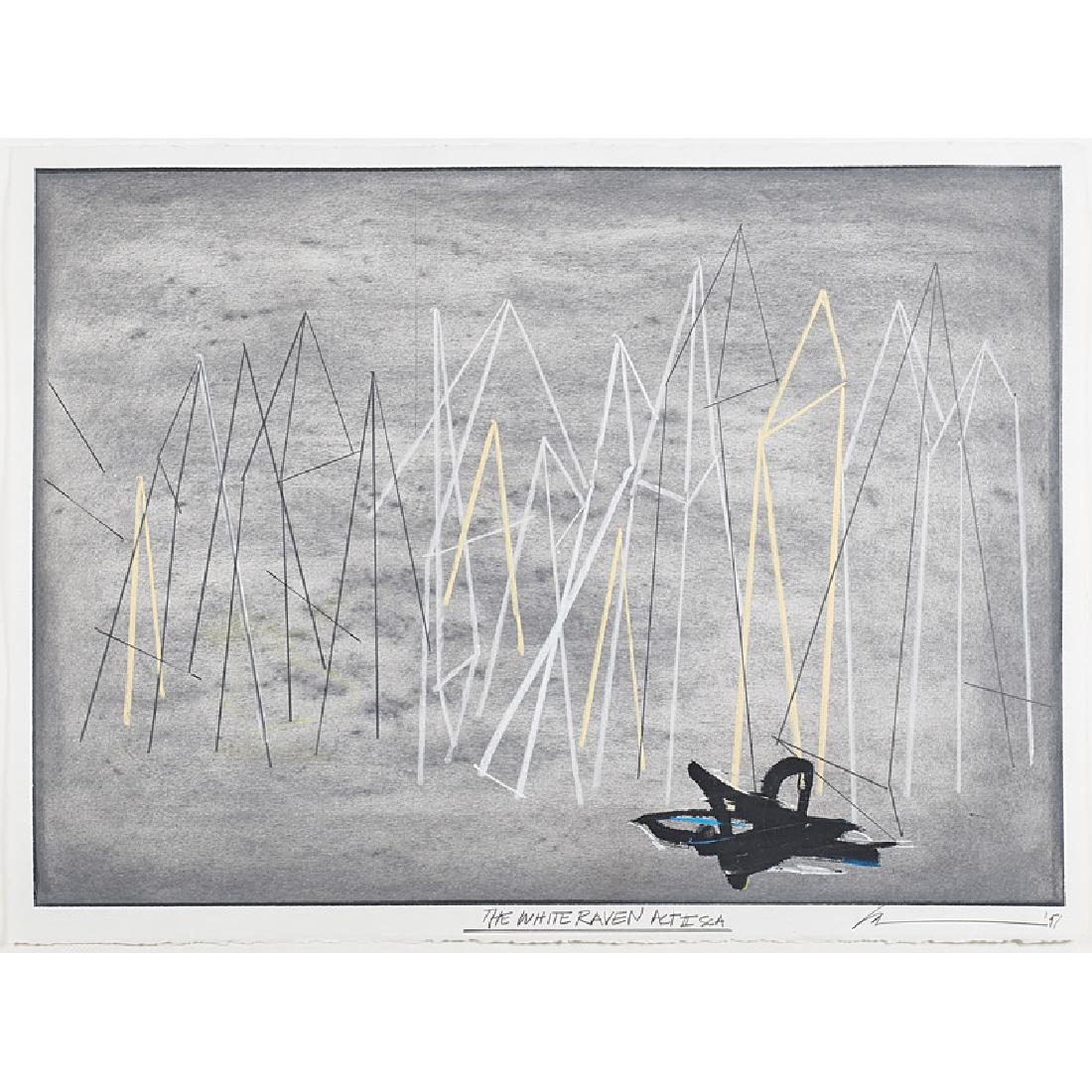 Robert Wilson (American, b. 1941): The White Raven, Act II Sc A, 1991 Charcoal, graphite, conte crayon and pastel on paper (framed) Signed, dated and titled 22 1/2" x 30" (sheet) Provenance: Paula Cooper Gallery, New York (label on ver