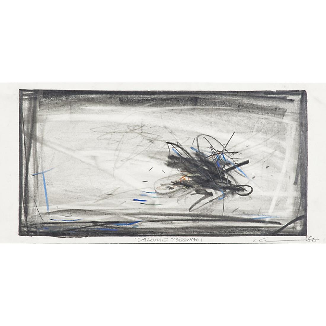 Robert Wilson (American, b. 1941): Salome (Beginning),1986 Graphite and colored crayon on paper (framed) Signed, dated and titled 7 1/4" x 15 1/8" (sheet) Provenance: Paula Cooper Gallery, New York (label on verso) Private Collection,