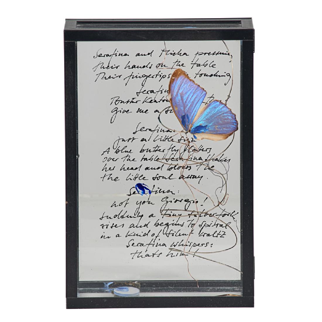 Rebecca Horn (German, b. 1944): Buster's Bedroom, 1988 Glass and steel vitrine, butterfly, paint, wire and mirror Signed, dated and titled 11 7/8" x 7 7/8" x 3 1/2" Provenance: The artist Private Collection, New York