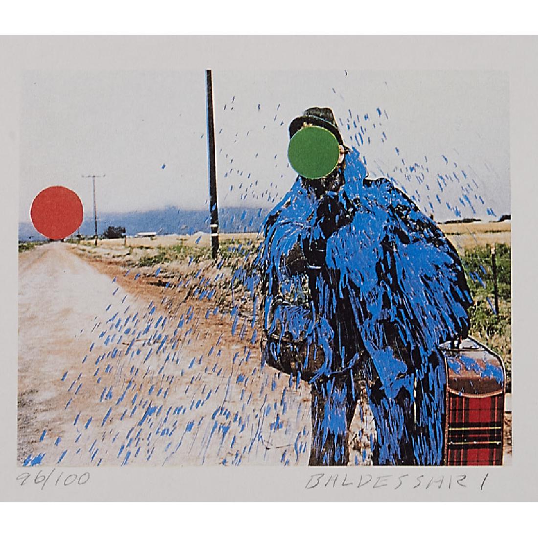 John Baldessari (American, b. 1931): Hitch-hiker (Splattered Blue), 1995 Color laser print on paper Signed and numbered 96/100 9 1/2" x 7 1/8" (sheet) Publisher: Cornerhouse, Manchester, England Literature: Hurowitz 77 Provenance: Privat