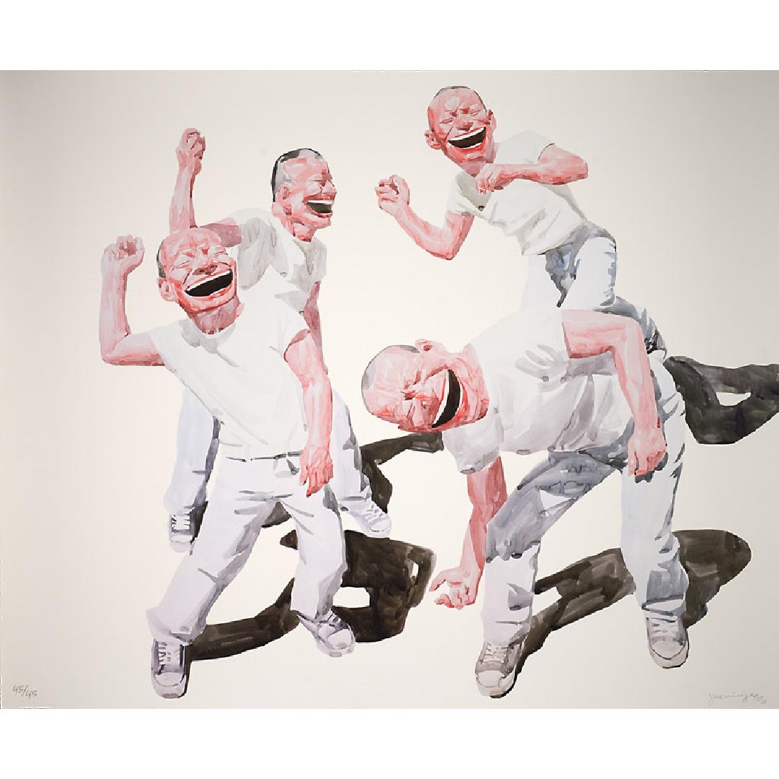 Yue Minjun (Chinese, b. 1962): Untitled (Smile-ism No. 15), 2006 Lithograph in colors Signed and numbered 45/45 35 1/2" x 43 1/4" (sheet) Provenance: Private Collection