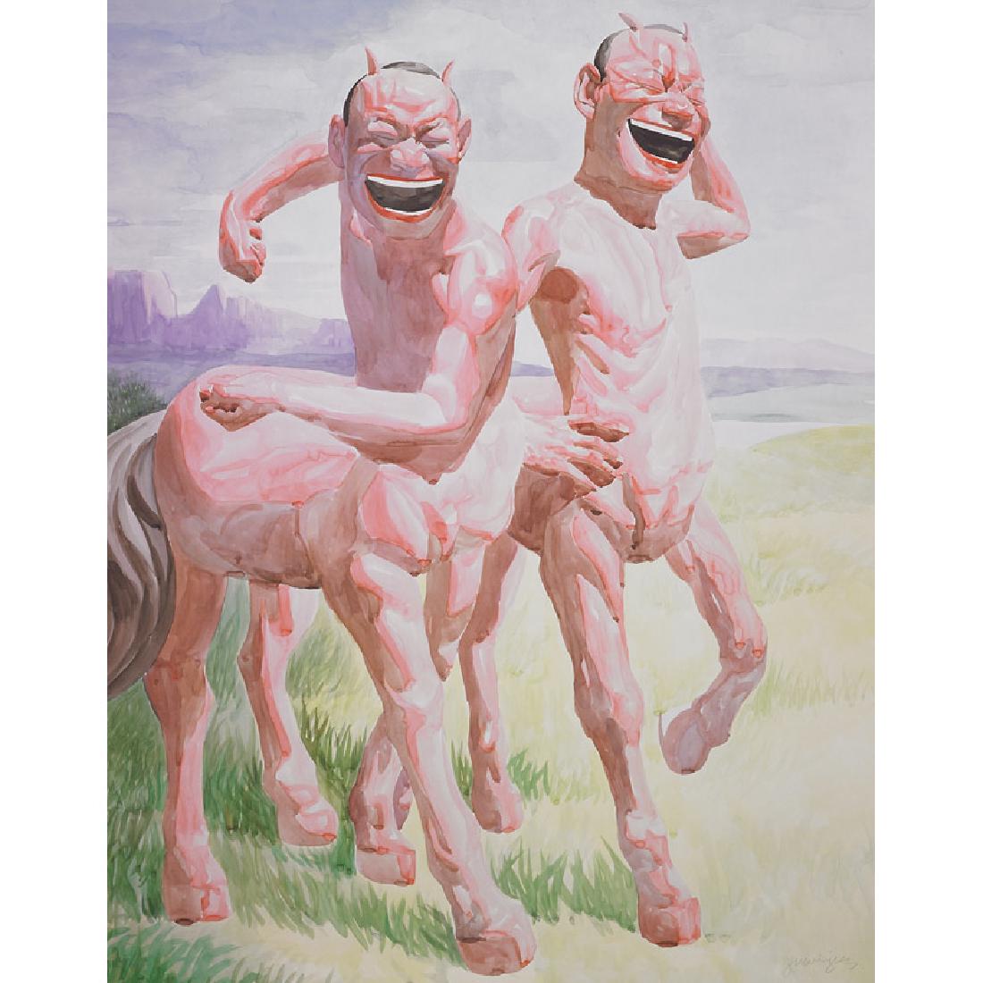 Yue Minjun (Chinese, b. 1962): Untitled (Smile-ism No. 11), 2006 Lithograph in colors Signed and numbered 45/45 43 1/4" x 35 3/8" (sheet) Provenance: Private Collection, New York