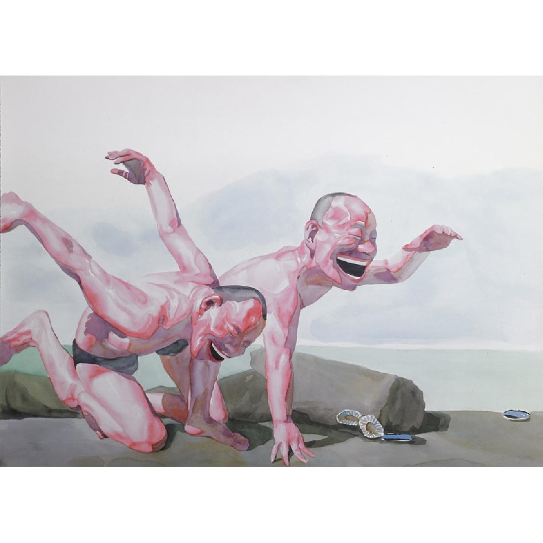 Yue Minjun (Chinese, b. 1962): Untitled (Smile-ism No. 24), 2006 Lithograph in colors Signed and numbered 45/45 31 1/4" x 43 1/8" (sheet) Provenance: Private Collection, New York