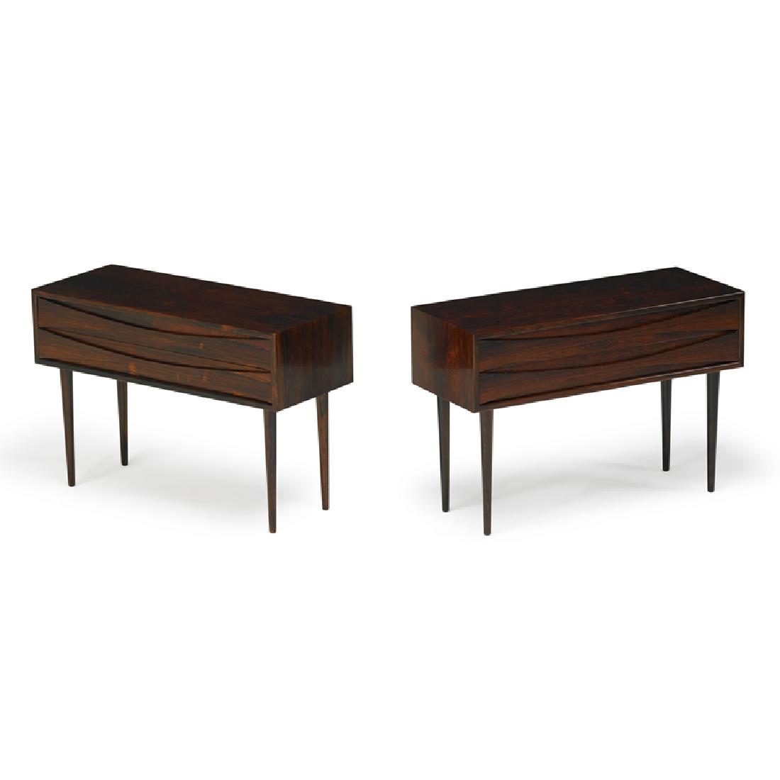 ARNE VODDER Pair of nightstands: ARNE VODDER (1926 - 2009) N.C. MOBLER Pair of nightstands, Denmark, 1950s Rosewood Unmarked 21 1/2" x 31 1/2" x 12 1/2"