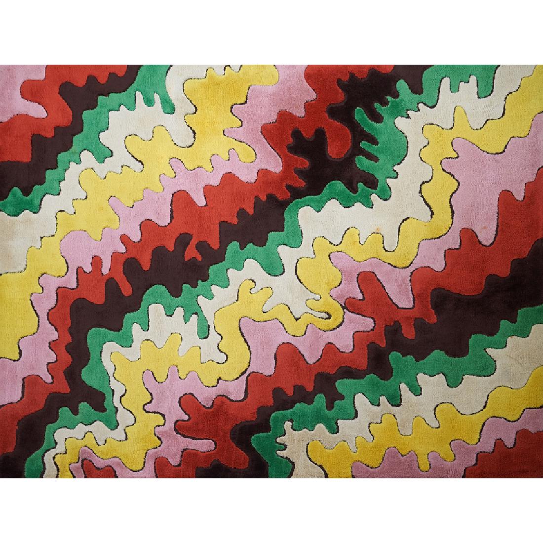 EDWARD FIELDS Large wool rug: EDWARD FIELDS Large wool rug, New York, 1970s Ink-stamped EDWARD FIELDS INC. with copyright to back 10' 1" x 8'