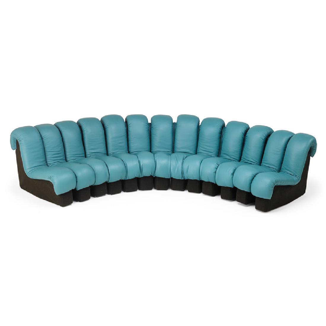 BERGER, PEDUZZI-RIVA, ULRICH Organic sofa: BERGER, PEDUZZI-RIVA, ULRICH DE SEDE DS 600 Organic sofa, Switzerland, 2000s Leather, felt Unmarked Each section: 30" x 12" x 40", overall: 156" long