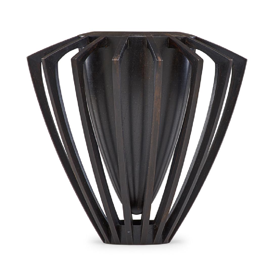 MARK NANTZ Carved wood vessel: MARK NANTZ (b. 1969) "The Black Hole," Oakdale, CT, 1999 Ebony Signed and dated 8 1/2" x 9 1/2" Provenance: Purchased from the artist, Oakdale, CT, 1999 Collection of Debra L. Lee, Chairman and CEO of