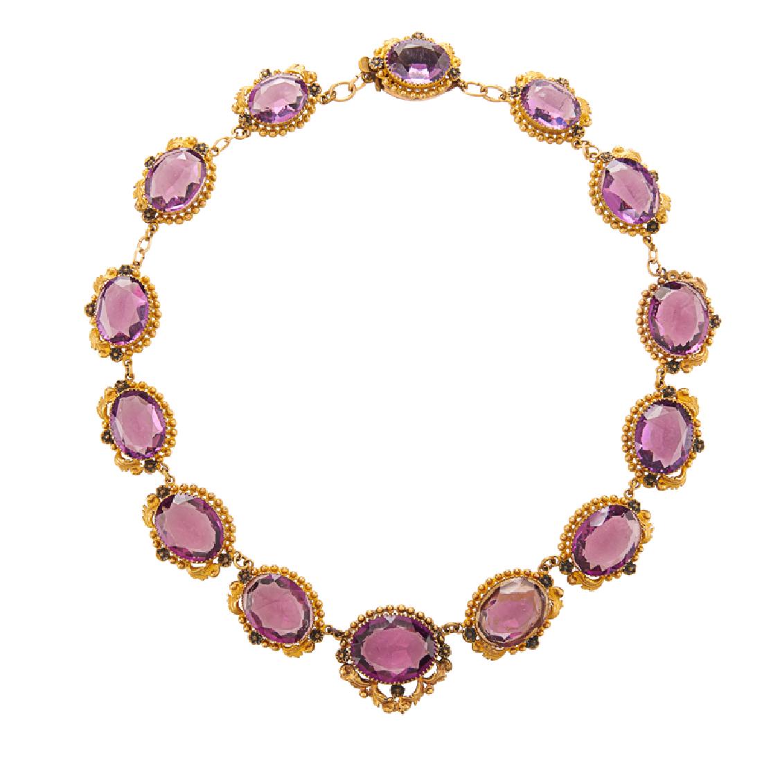 VICTORIAN "AMETHYST" & GILT METAL NECKLACE (1 of 1)