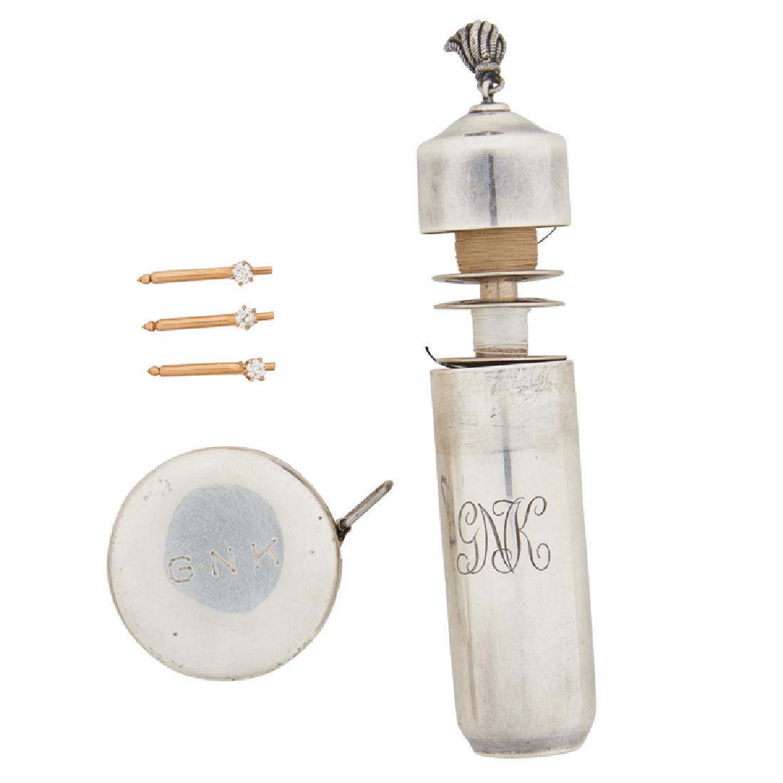 DIAMOND & GOLD SHIRT STUDS, TIFFANY & CO SEWING TOOLS (1 of 1)