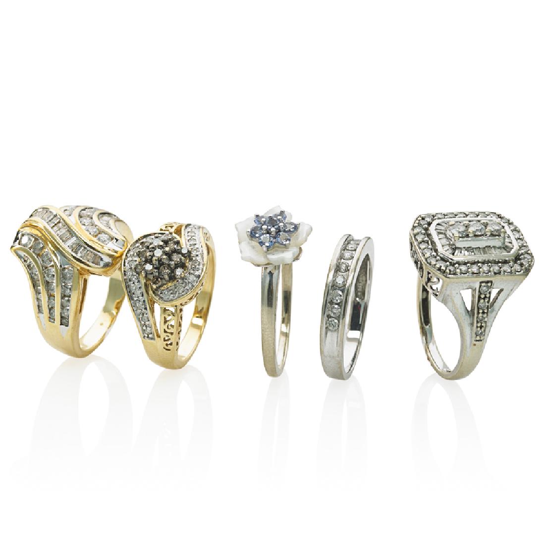 GROUP OF DIAMOND OR GEM-SET GOLD RINGS (1 of 1)
