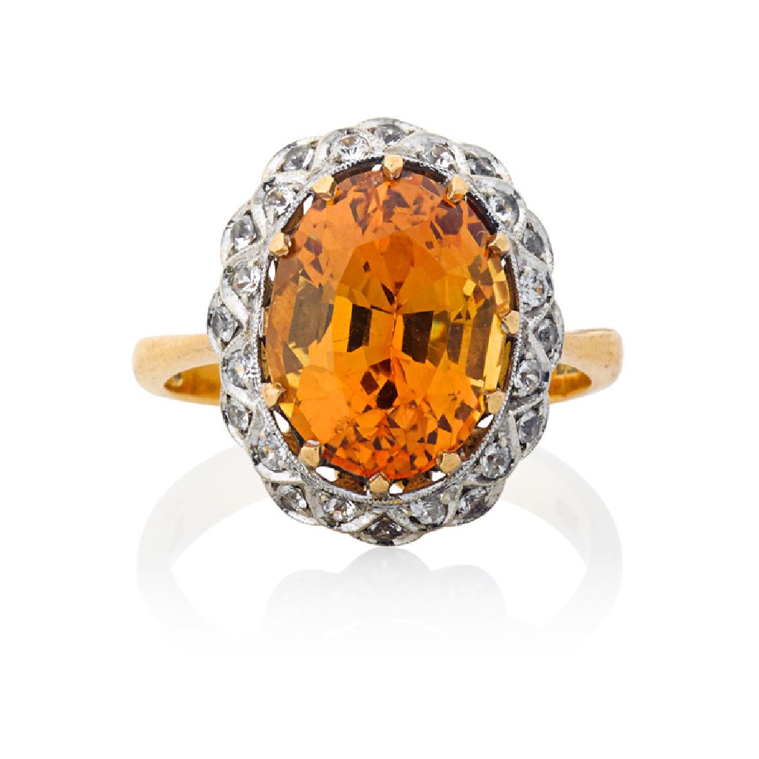 TOPAZ, DIAMOND & YELLOW GOLD RING (1 of 1)
