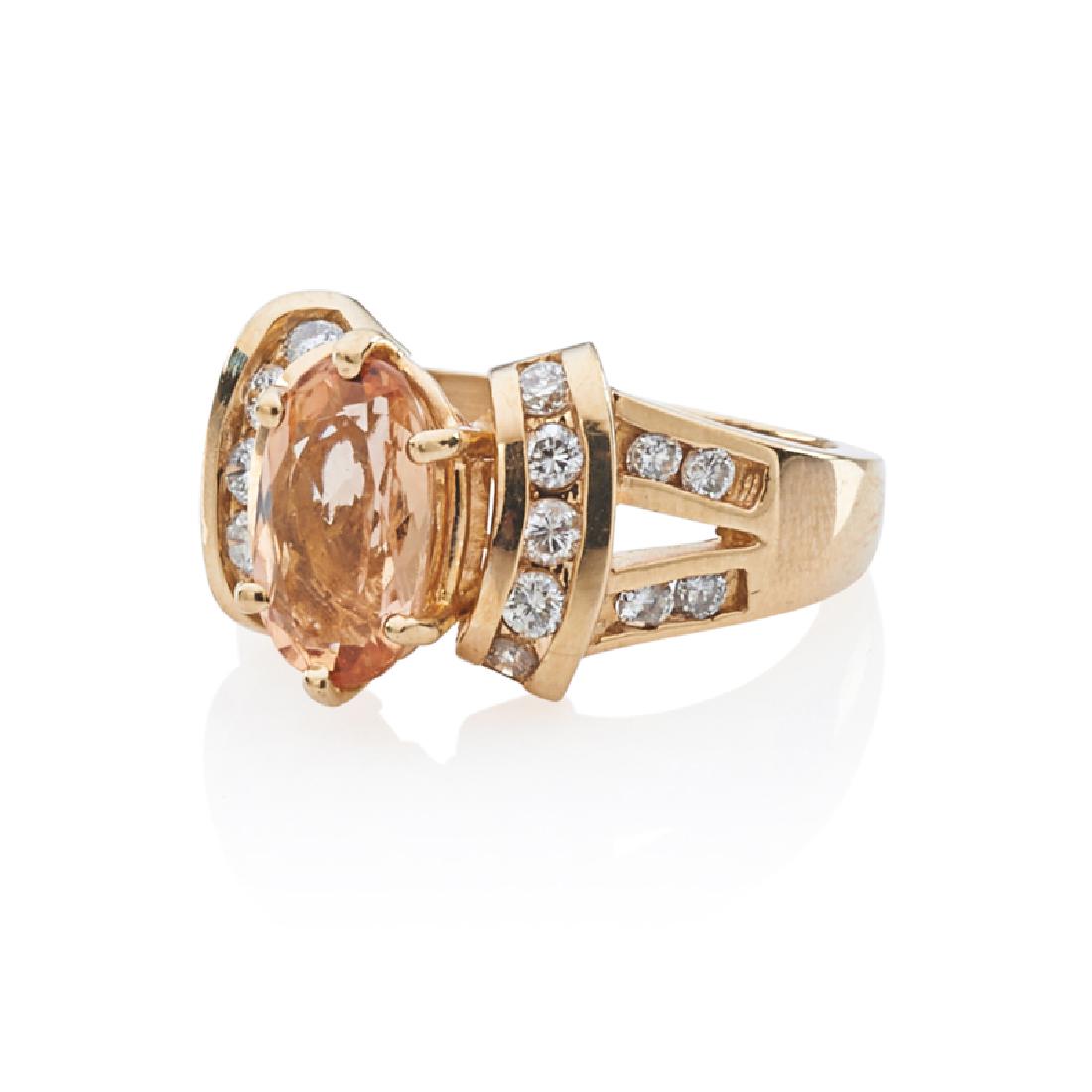 IMPERIAL TOPAZ, DIAMOND & YELLOW GOLD RING (1 of 1)