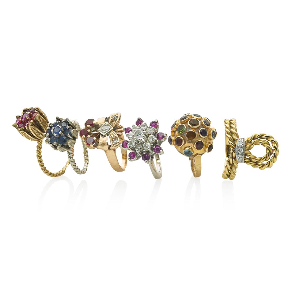 GROUP OF WHIMSICAL DIAMOND OR GEM-SET RINGS (1 of 1)
