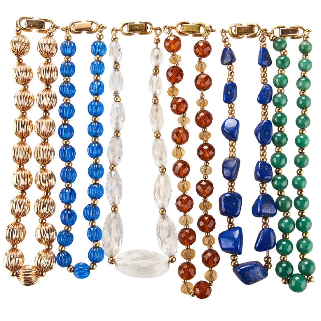 COLLECTION OF BEADED YELLOW GOLD NECKLACES (1 of 1)