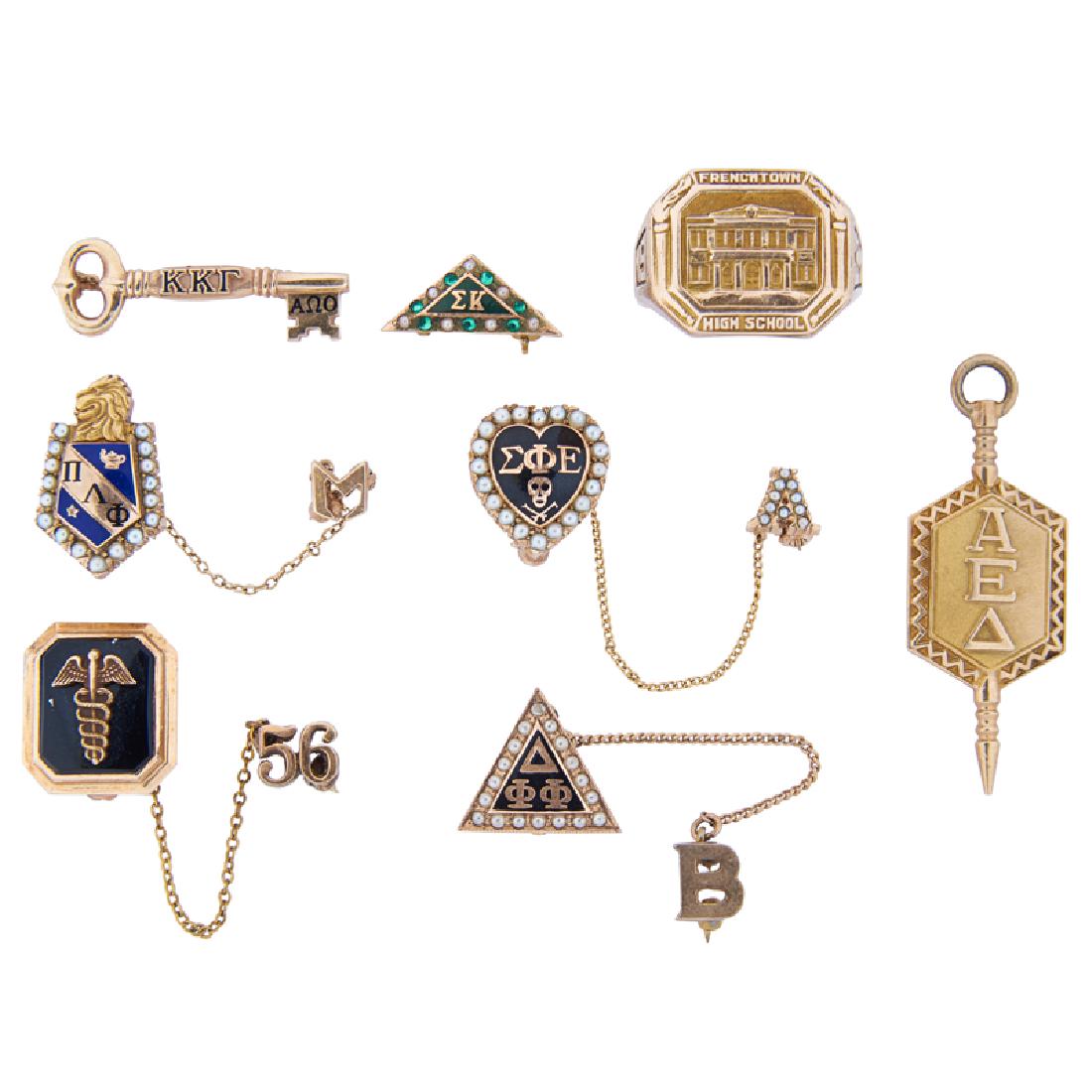 GROUP OF FRATERNAL OR SORORAL YELLOW GOLD JEWELRY (1 of 1)