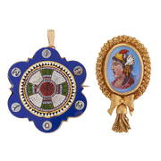 ROMAN MICROMOSAIC & YELLOW GOLD PENDANT OR BROOCH (1 of 3)