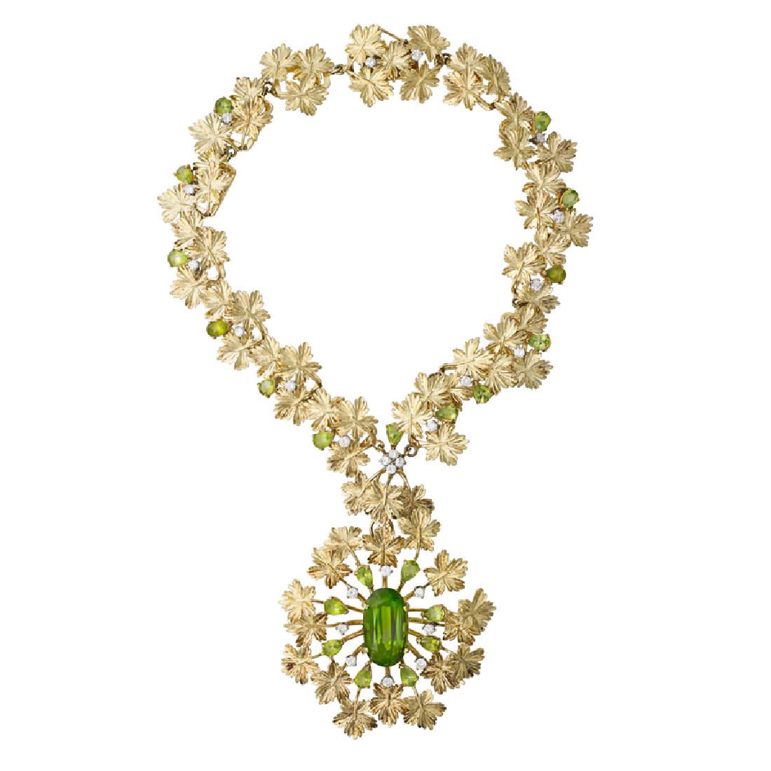BARBARA ANTON YELLOW GOLD, PERIDOT & DIAMOND NECKLACE (1 of 1)