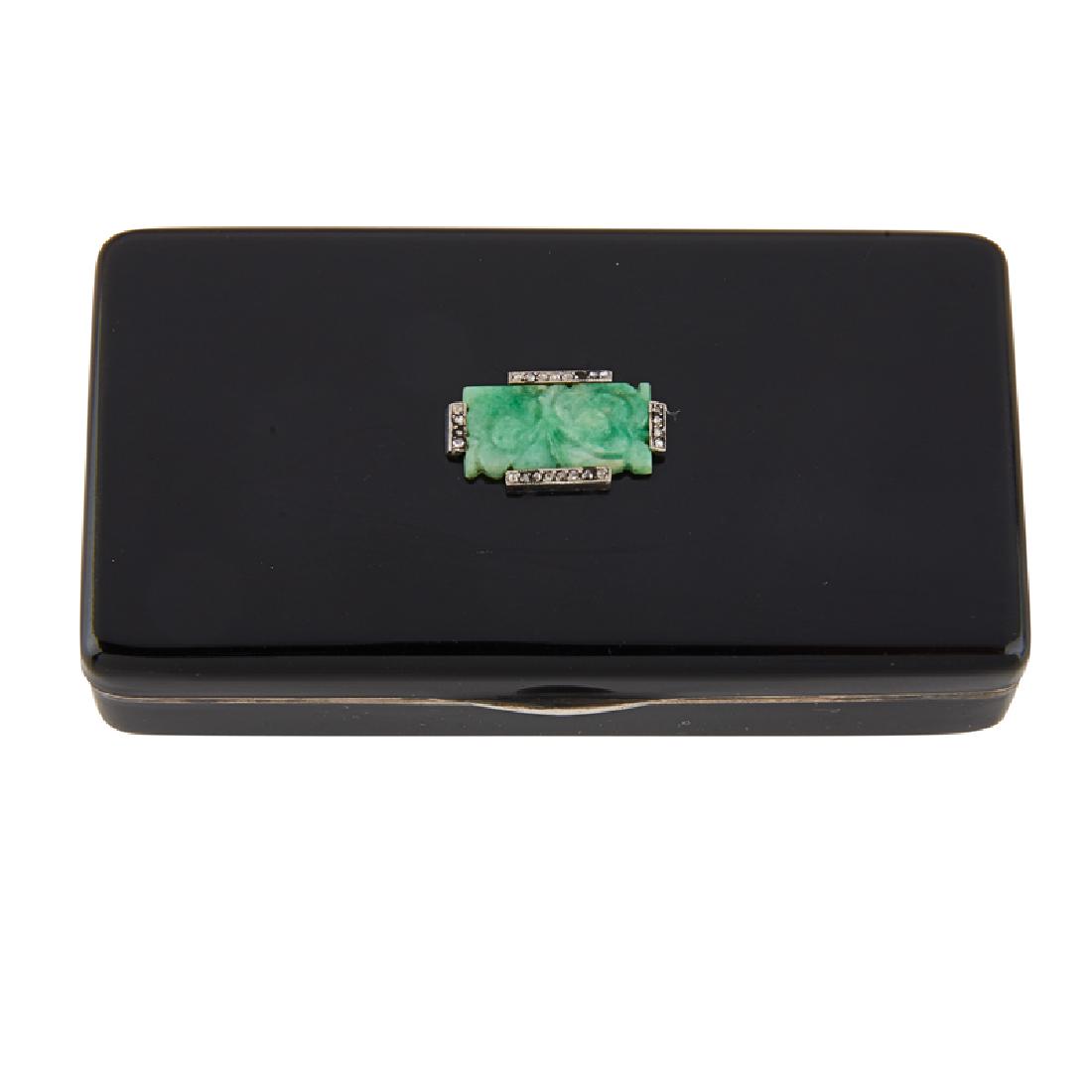 CARTIER ART DECO JADE & ENAMELED STERLING BOX (1 of 1)
