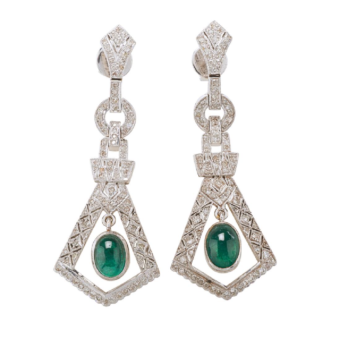 EMERALD, DIAMOND & PLATINUM EARRINGS (1 of 1)