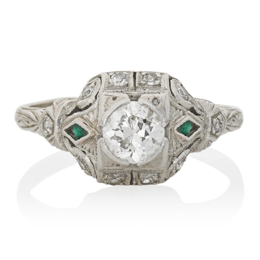 ART DECO DIAMOND & PLATINUM ENGAGEMENT RING (1 of 1)