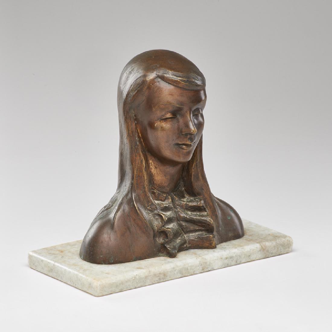 VICTOR SALMONES (Mexican, 1937-1989): Bust of a woman, 1970s Cast bronze, quartz Impressed "J-9-V-SALMONES-5/10" 10 1/4" x 11 1/2" x 6"