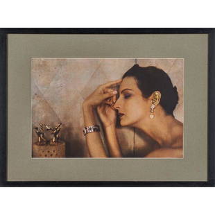 SHEILA METZNER (American, b. 1939): Two Fesson prints "Gold," 1985 and Untitled (silk gown), 1985 (framed separately) Both initialed to recto, signed, dated and inscribed to verso "Gold": 16 1/2" x 24 3/4" (sight)