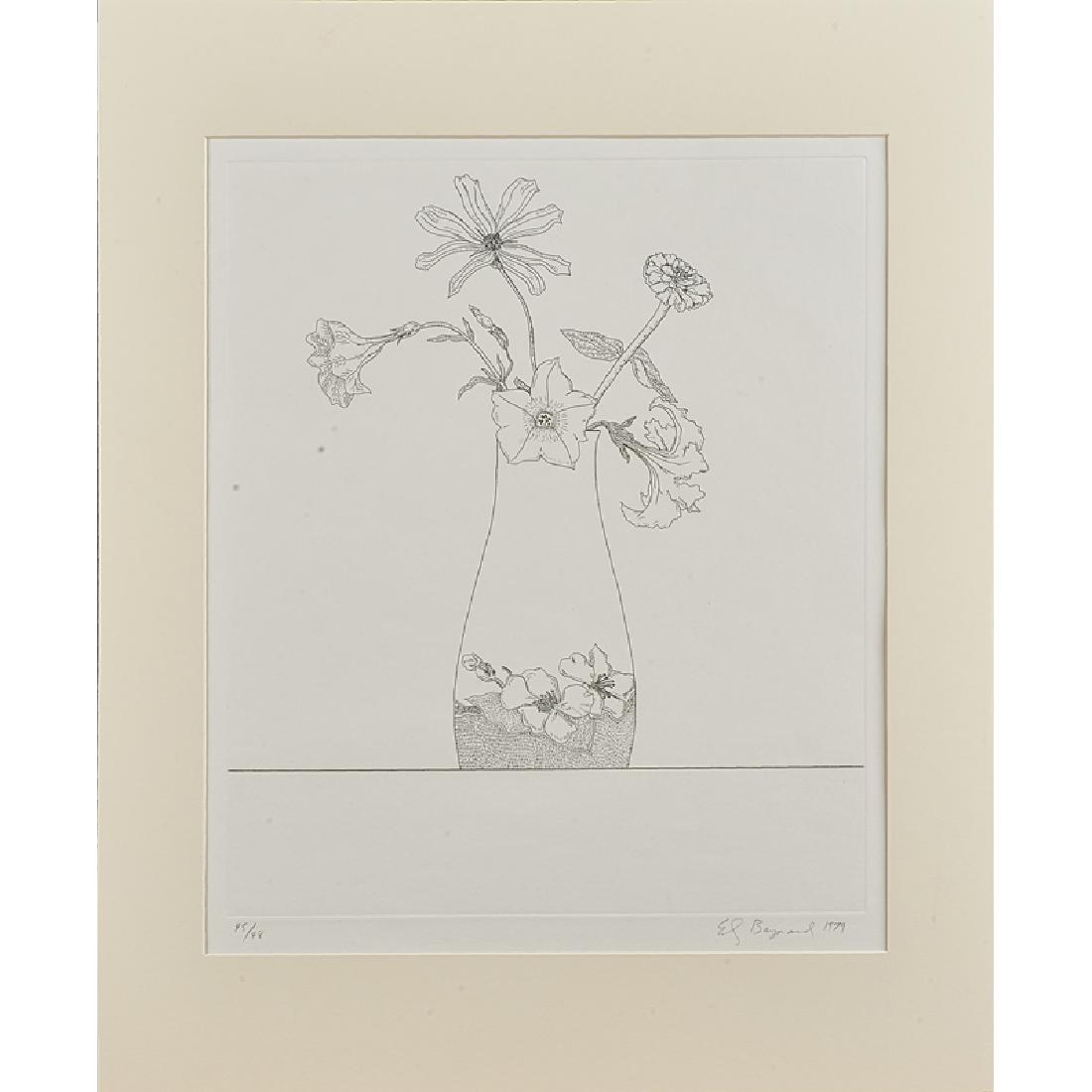 ED BAYNARD (American, b. 1940): Etching "Five Flowers in a Rookwood Pot," 1979 (unframed) Signed, dated and numbered 45/48 17 1/2" x 14 3/4" (plate)