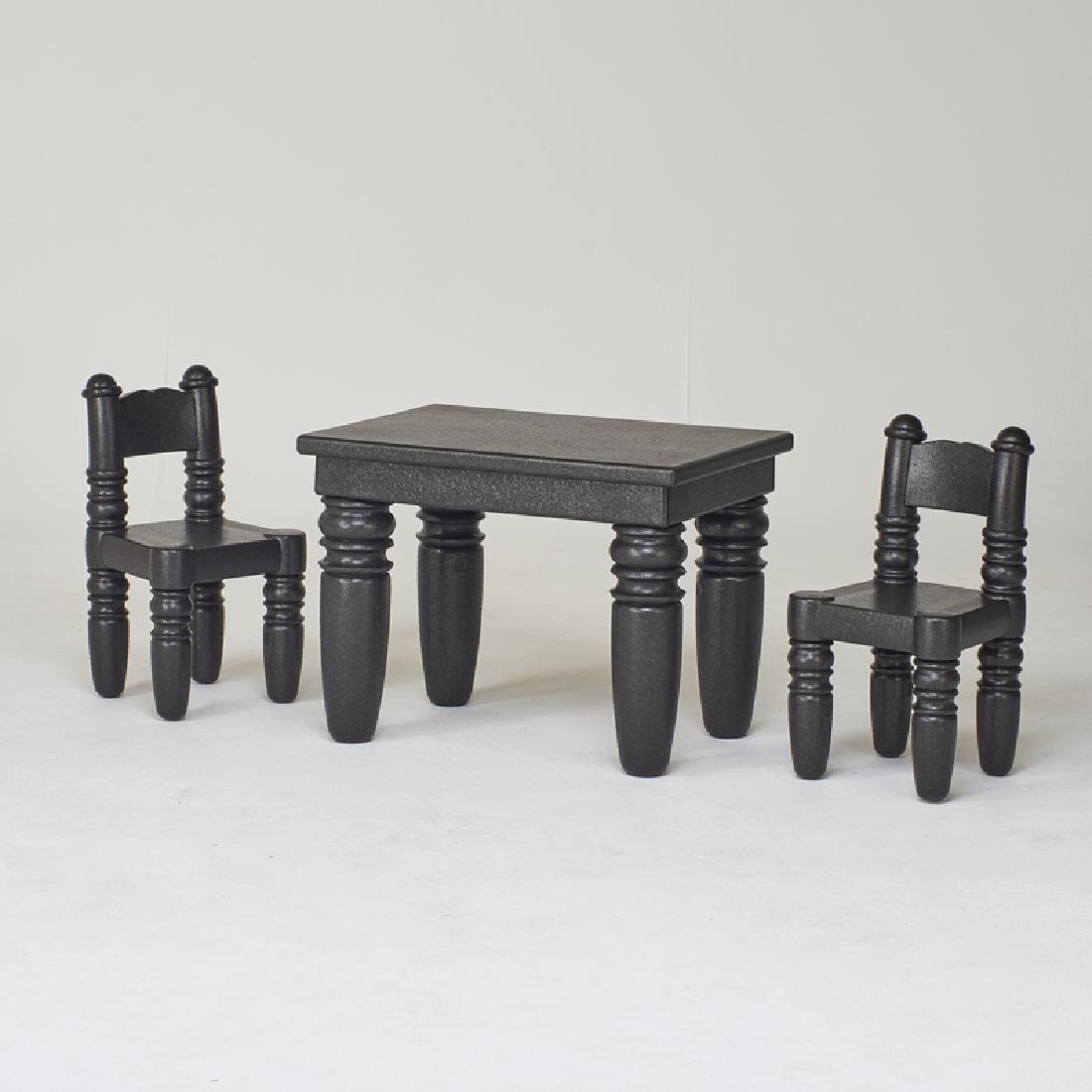 MARCEL WANDERS; MOOOI: Styrofoam child's table and chairs, Sweden Table: 21 1/2" x 29" x 21", chairs: 24" x 13" x 13"
