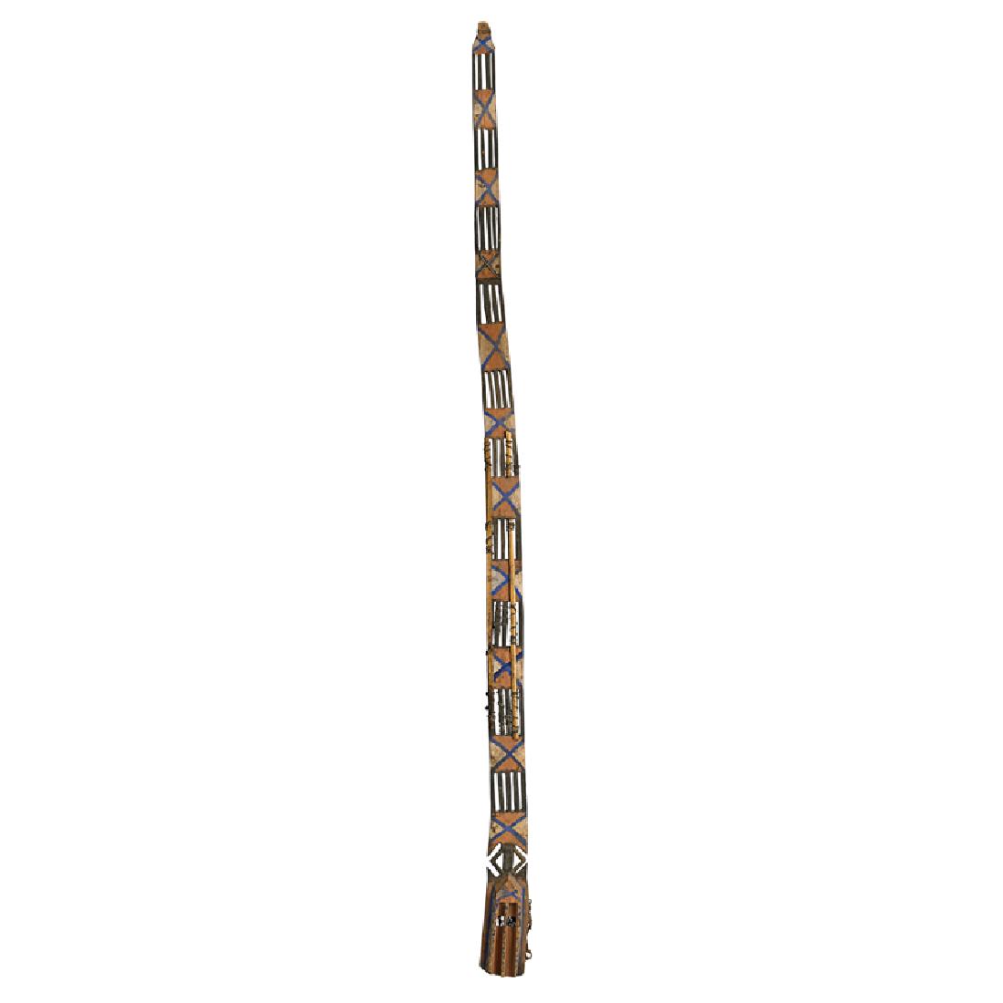 DOGON, SIRIGE MASK, MALI: 1st half 20th c. Carved wood, paint 158" x 7" x 7" Provenance: Allan Stone Collection, New York The sirige mask binds the Dogon people of Mali to the celestial world of heaven (where the afterworld ex