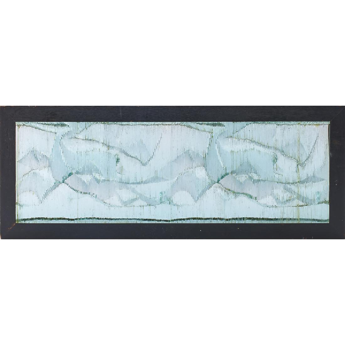 STYLE OF NIYOKO IKUTA SCULPTURE: Laminated glass panels, framed, 20th c. 11" x 28 1/2"
