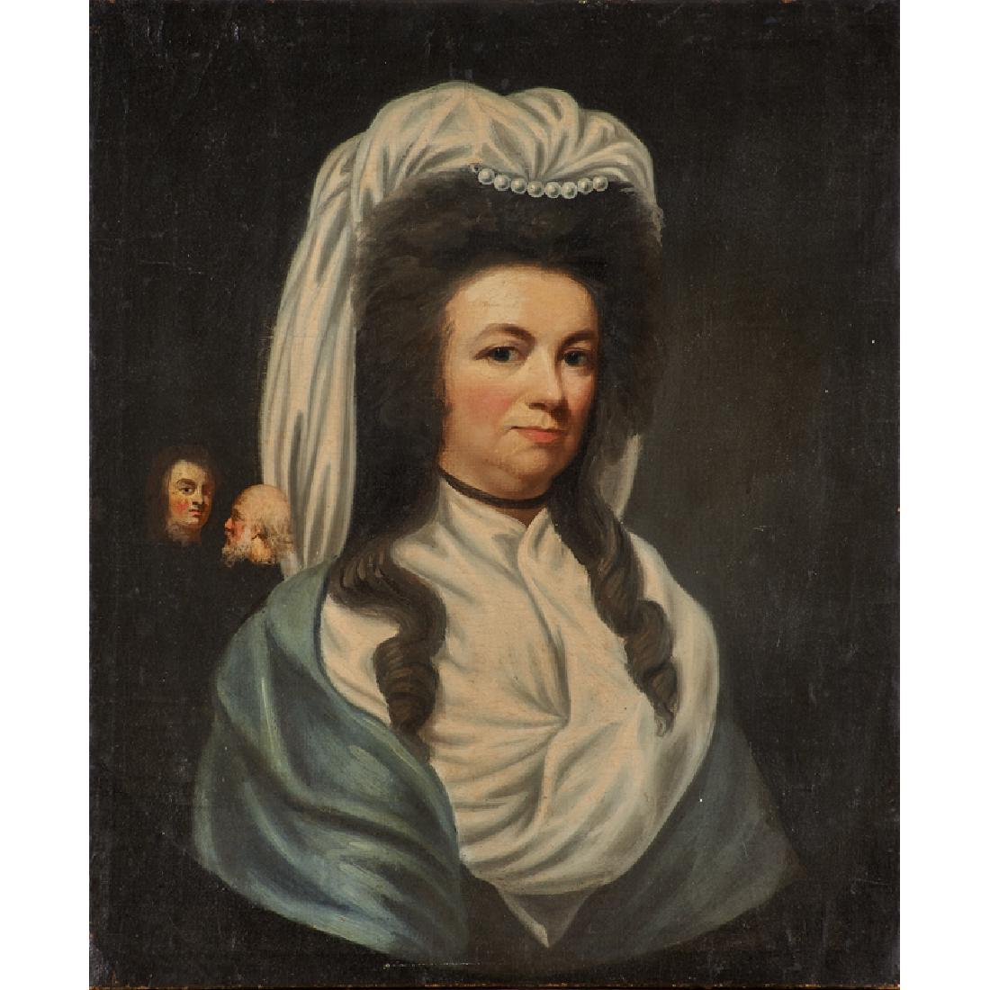 STYLE OF RALPH EARL (American, 1751-1801): Untitled (Portrait of a lady) Oil on canvas 28" x 23"